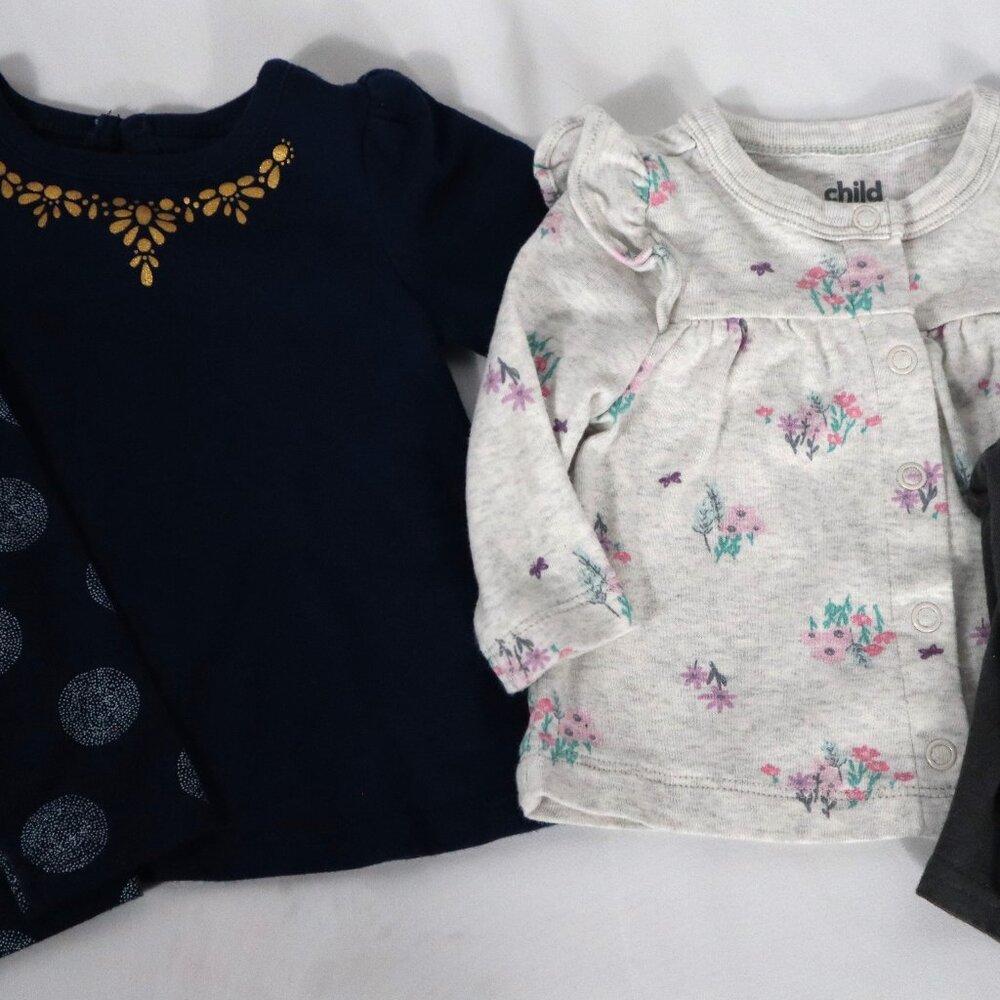 Baby Girls 0-3 Month Fall Winter Outfit Lot Long Sleeve Tops Leggings